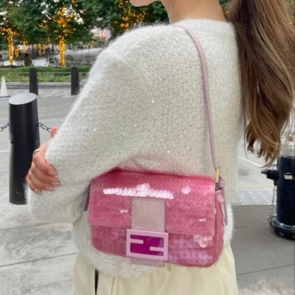 Sold! RARE Fendi Baguette 1997 Bag Sequin Embellished Satin with Snakeskin Mini - Picture 5 of 9